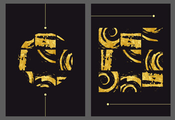 large set of poster design with gold. vector set of black and gold templates for design. Perfect for posters, business cards, personalized brands.