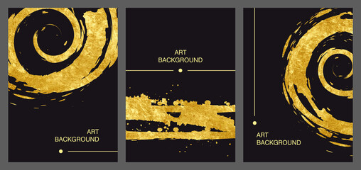 large set of poster design with gold. vector set of black and gold templates for design. Perfect for posters, business cards, personalized brands.