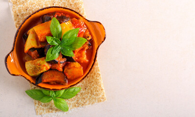 eggplant, courgette and pepper casserole