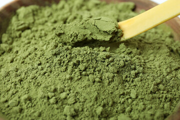 Obraz premium Concept of japanese tea with matcha, close up