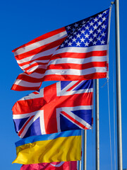 United States of America flag and United Kingdom flag
