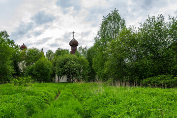 landscape orthodox church in the forest