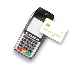 Customer using credit card for payment, cashless technology and credit card payment concept. Payment machine.