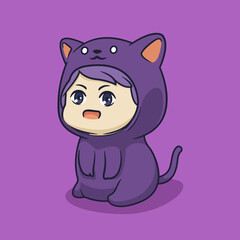 cute chibi in cat costume character