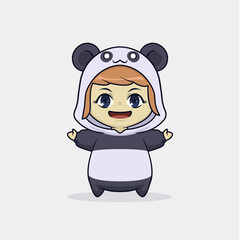cute girl in panda costume character