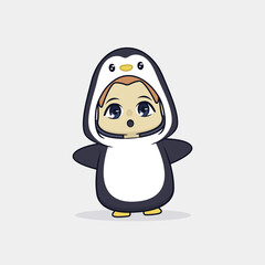 Cute boy in penguin costume illustration