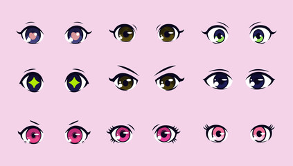 Set of anime eyes illustration design