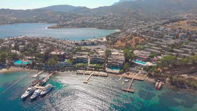 Luxury hotels by the sea Turkey aerial