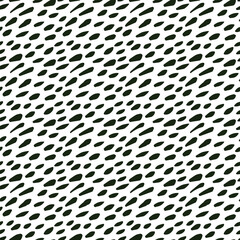 Abstract minimalist seamless pattern with hand drawn grunge black ink textured dots splash. Vector minimal monochrome black and white background with circles. Animal print.