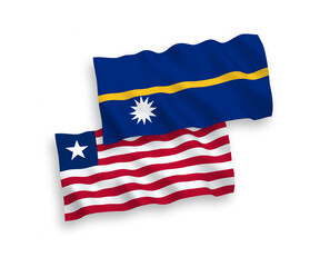 Flags of Republic of Nauru and Liberia on a white background