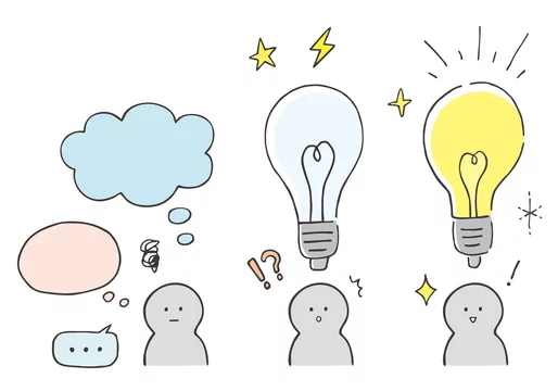 電球とひらめきのイラスト 手描き カラー Stock Vector Adobe Stock