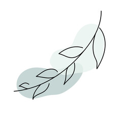 Fototapeta premium Vector abstract leaf illustration using for logo, wedding, stories, posters. Minimal modern leaves art. Doodle Leaves art with spot. Botanical vector logo print.