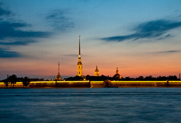 Naklejka premium Peter and Paul Fortress at white night