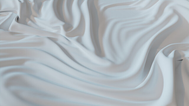 White Cloth with Ripples and Folds. Wavy Surface Wallpaper.