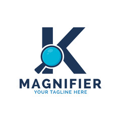 Search Logo. Letter K Magnifying Glass Logo Design
