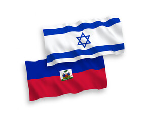 Flags of Republic of Haiti and Israel on a white background
