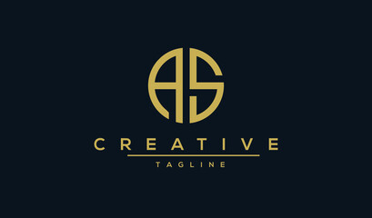 AS logo design template vector, badge monogram