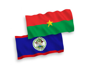 Fototapeta premium Flags of Burkina Faso and Belize on a white background