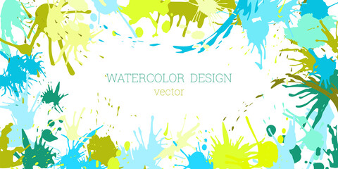 Splashes of paint. Blots. Creative bright watercolor background, banner, cover design. Art design in an abstract style.