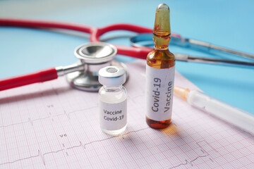 Close up of coronavirus vaccine on cardio diagram 