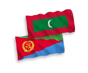 Flags of Eritrea and Maldives on a white background