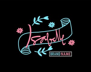 Isabelle's maiden name decorative handwritten design, for labels, brands, store names, fashion