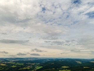 Fototapeta premium The Fröbelblick is a picturesque vantage point in the Thuringian Forest, from which you can enjoy a wonderful view over the entire Rinnetal and the surrounding mountains.