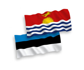 Flags of Republic of Kiribati and Estonia on a white background