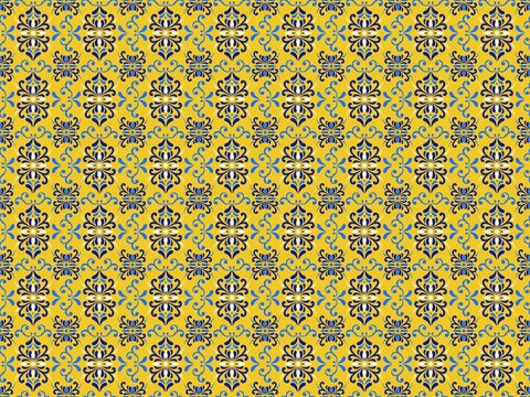 Azulejos Portuguese tile floor pattern, Lisbon seamless indigo blue tiles, vintage geometric ceramic, Spanish vector background. Moroccan geometrical interior patchwork. Azulejo moroccan wallpaper
