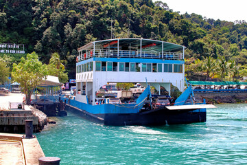 Fototapeta premium ferry boat or ship of the Thai Island Koh Chang Thailand Southeast Asia
