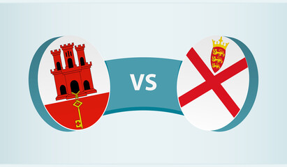 Gibraltar versus Jersey, team sports competition concept.