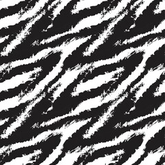 Black and White Brush Stroke Fur Seamless Pattern