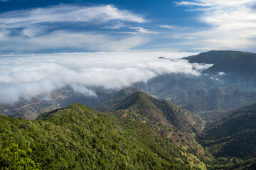 Naklejka premium view of Vallehermoso from Garajonay National Park. La Gomera. Spain