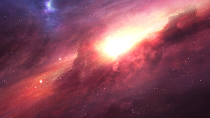 Outer space. Bright star in nebula. Cosmos neutral background.	