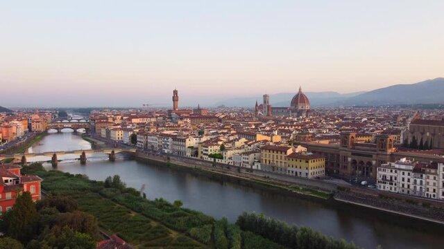 Florence cityscape aerial view, Firenze Tuscany