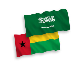 Flags of Saudi Arabia and Republic of Guinea Bissau on a white background