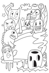 Cartoon monsters collection. set of cartoon monsters group