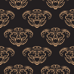Naklejka premium Seamless pattern with snake faces. Good for backgrounds, prints, clothing and textiles. Vector illustration.