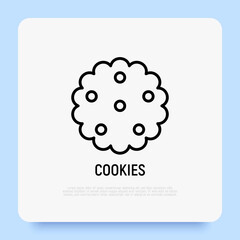 Cookie thin line icon, bakery, dessert. Modern vector illustration