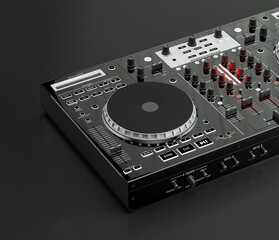 Obraz premium Music instriument, DJ mixer controller in a dark studio, 3d rendering