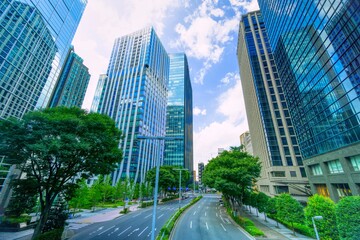 東京　新宿　高層ビル群　公園通り　2021　夏