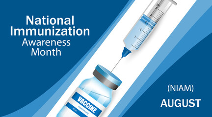 National Immunization Awareness Month vector banner.Vaccination concept.