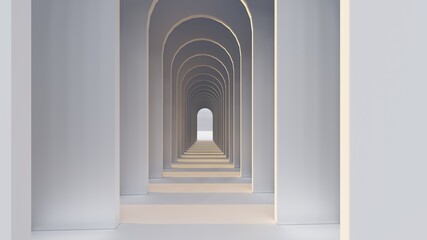 Architecture interior background empty arched pass 3d render