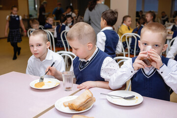 Schoolchildren in the School canteen