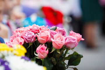 A bouquet of red roses