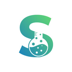 Letter S with Abstract lab logo. Usable for Business, Science, Healthcare, Medical, Laboratory, Chemical and Nature Logos.
