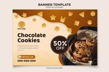 Chocolate cookies banner for food and culinary