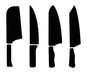 kitchen knives for cutting and cutting. isolated vector icons set