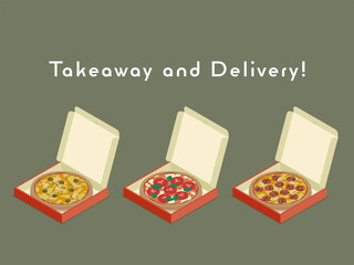 デリバリーピザのベクターイラスト素材