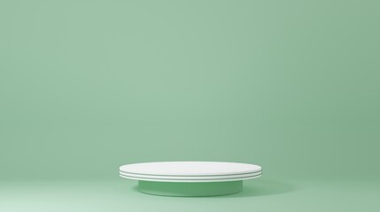 White Product Stand in green room ,Studio Scene For Product ,minimal design,3D rendering	
